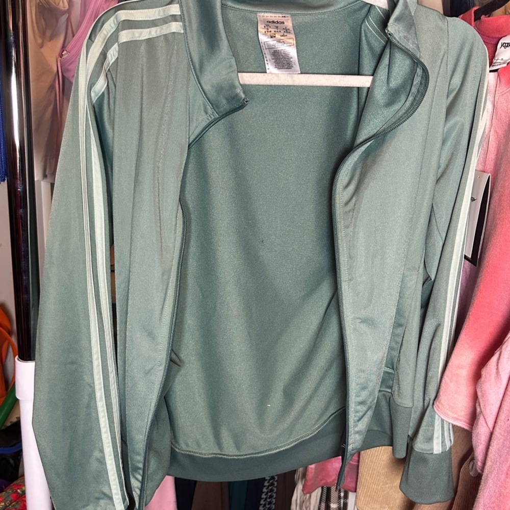Adidas Green Sweatshirt with White Stripes